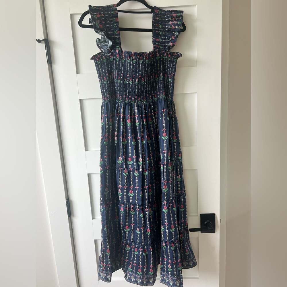 Floral Smocked  Dress - Blue and Pink